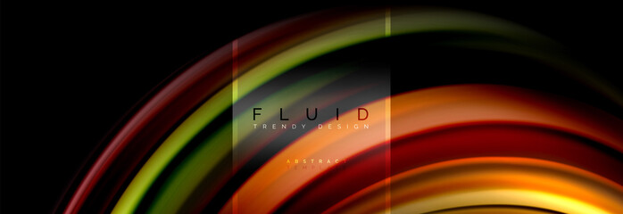 Fluid colors abstract background colorful poster, twisted liquid design on black, colorful marble or plastic wave texture backdrop, multicolored template for business or technology presentation or web