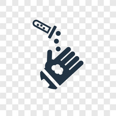 Acid falling on hand vector icon isolated on transparent background, Acid falling on hand logo design