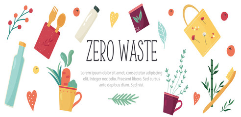 Zero Waste concept design with elements.