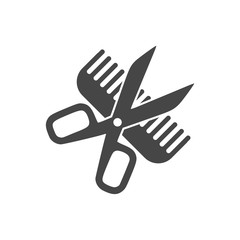 Comb and scissors icon