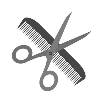 Comb and scissors icon