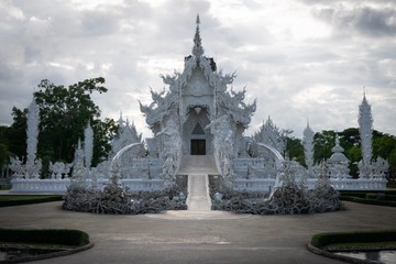 white temple, Chiang Rai, architecture, thailand, asia, travel, white, wat, religion, buddhist, ancient, church, tourism, landmark, sky, culture, thai, palace, tower, stupa, old, building, castle, ban