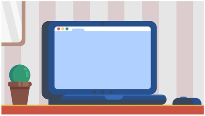 Open laptop in the workplace