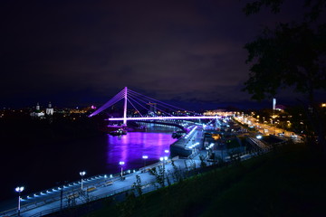 bridge at night in Omsk city of Siberia
