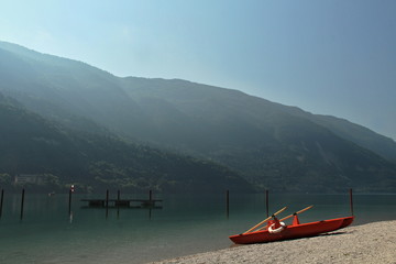Italy - Lago di Molveno and boat