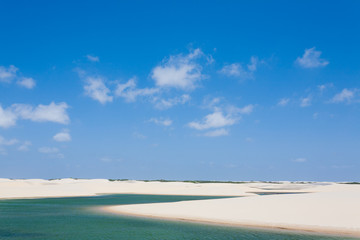 White sand dunes panorama from Lencois Maranhenses National Park, Brazil.