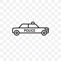 police car icon isolated on transparent background. Simple and editable police car icons. Modern icon vector illustration. © CoolVectorStock