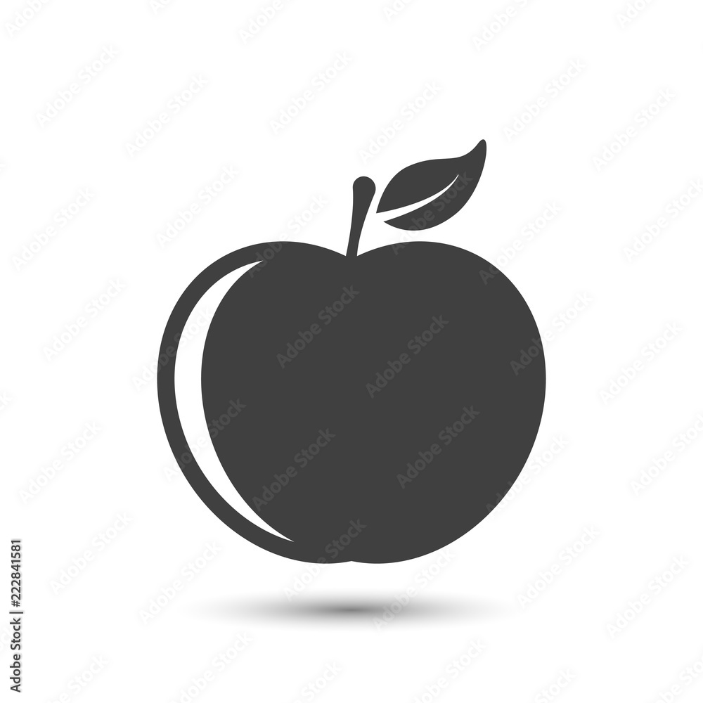 Canvas Prints icon apple with a leaf. vector on white background.