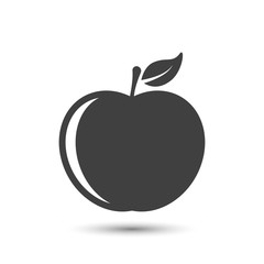Icon apple with a leaf. Vector on white background.