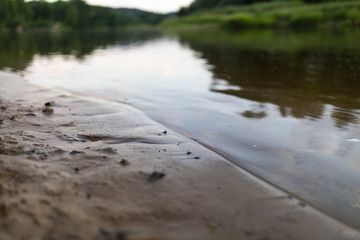 Shore of a lake in the evening