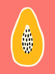 Modern design with hand drawn papaya.