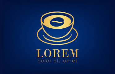 Obraz premium Cup logo. Dishes gold vector.
