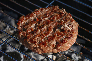 Beef burger for hamburger on barbecue grill