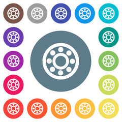 Bearings flat white icons on round color backgrounds