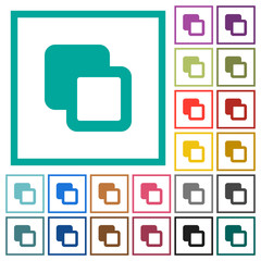 Subtract shapes flat color icons with quadrant frames