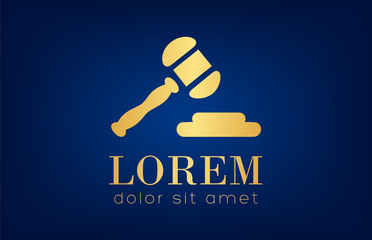 Gavel logo vector. Logo design vector illustration.