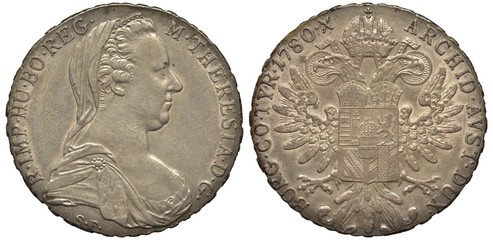 Austria Austrian silver coin 1 one thaler 1780, official restrike of later date, bust of Empress...