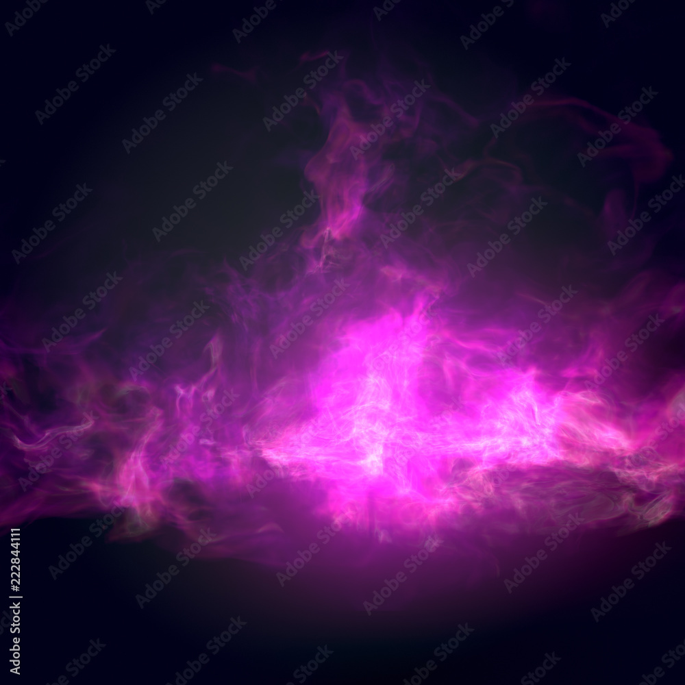 Poster pink turbulent flame isolated on dark background. 3d rendering