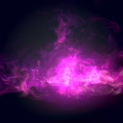 Pink turbulent flame isolated on dark background. 3d rendering
