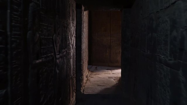 Interior of Dendera temple or Temple of Hathor. Egypt. Dendera, Denderah, is a small town in Egypt. Dendera Temple complex, one of the best-preserved temple sites from ancient Upper Egypt.