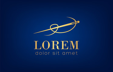 sewing needle with thread logo vector