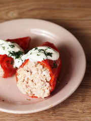 pepper stuffed with sour cream and greens