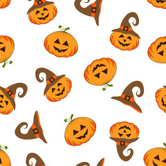 pattern with cute Halloween pumpkin