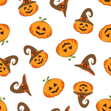 pattern with cute Halloween pumpkin