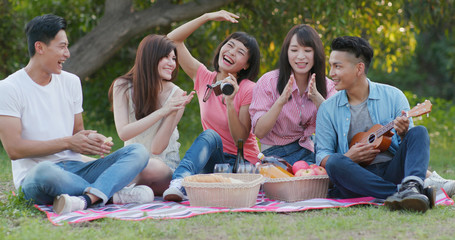 Friends having fun in the picnic