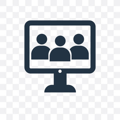 video conference icon isolated on transparent background. Simple and editable video conference icons. Modern icon vector illustration.