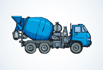 Concrete mixer. Vector drawing