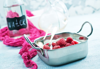 desert with raspberry