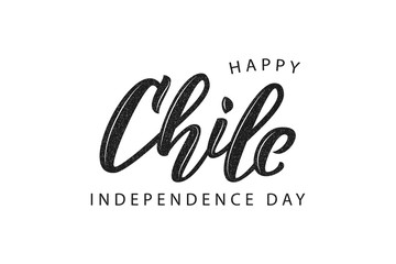 Vector realistic isolated typography logo for Independence Day in Chile with vintage grunge design for decoration and covering on the white background. Concept of Felices Fiestas Patrias.