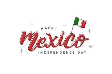 Vector cartoon isolated typography logo for Mexico Independence Day with thin line art design for decoration and covering on the white background. Concept of Viva Mexico. © comicsans