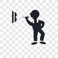 Fototapeta premium Man throwing a dart vector icon isolated on transparent background, Man throwing a dart logo design