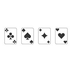 Set of four aces playing cards suits. Winning poker hand. JPG include isolated path. eps10