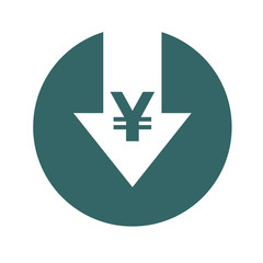 Cost reduction- decrease icon. Vector symbol image isolated on background