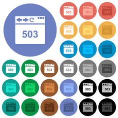 Browser 503 Service Unavailable round flat multi colored icons