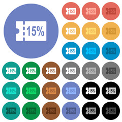 15 percent discount coupon round flat multi colored icons