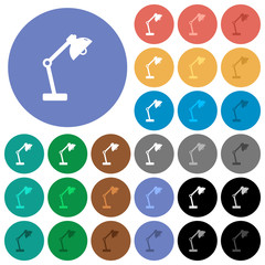 Desk lamp round flat multi colored icons