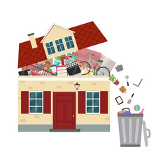 The concept of excessive consumerism. House bursting of stuff. T - 222853902