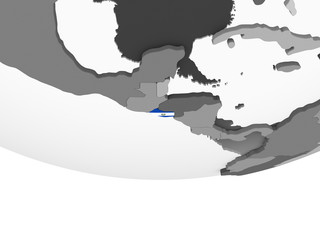 El Salvador with flag on globe