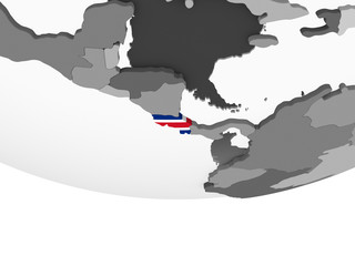 Costa Rica with flag on globe