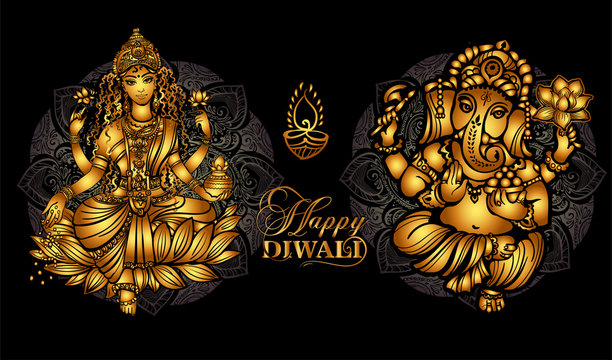 Happy Diwali Lakshmi and Ganesha