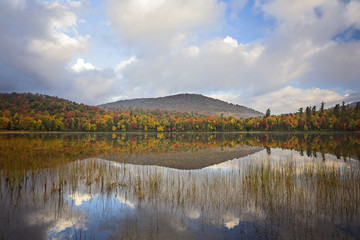 Tranquil moment in fall colors in the adirondacks