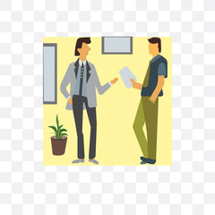 two businessmen talk icon isolated on transparent background. Simple and editable two businessmen talk icons. Modern icon vector illustration.