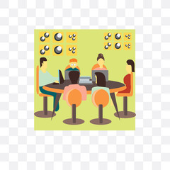 crowd of people working in office icon isolated on transparent background. Simple and editable crowd of people working in office icons. Modern icon vector illustration.