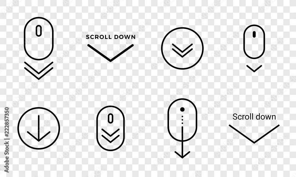Fototapete Scroll down icon. Vector scrolling sybmol for web design