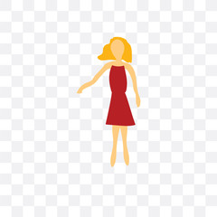 standing woman icon isolated on transparent background. Simple and editable standing woman icons. Modern icon vector illustration.
