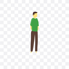 boy standing icon isolated on transparent background. Simple and editable boy standing icons. Modern icon vector illustration.